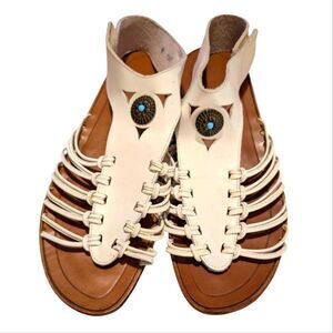 Bare Traps Vintage Women's White‎ Leather Southwestern Style Gladiator Sandals 7